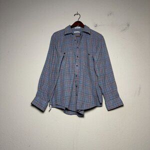 VTG Geoffrey Beene Button Up Shirt Men L Wool Blend Prep 90s Plaid Grey Grandpa